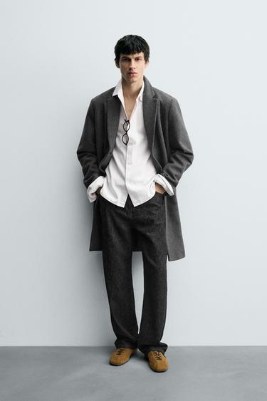 MANTEAU REGULAR FIT AVEC LAINE - Gris de Zara