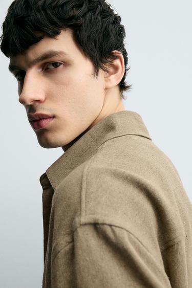 COTTON BLEND TEXTURED SHIRT - Tobacco by Zara - Image 5