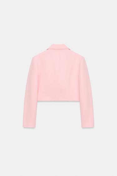 CROPPED BLAZER WITH SHOULDER PADS - Pink by Zara - Image 3
