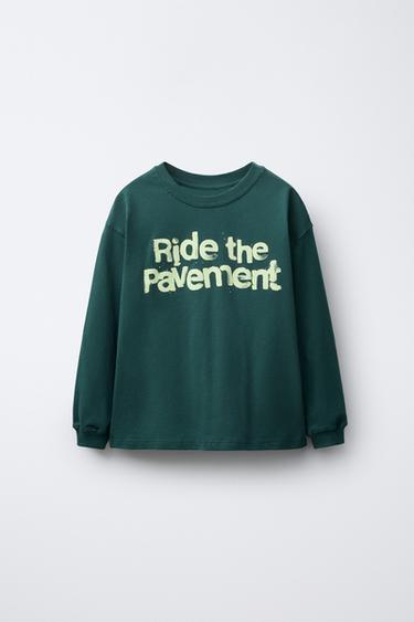 Zara TEXT PRINT T-SHIRT - Green