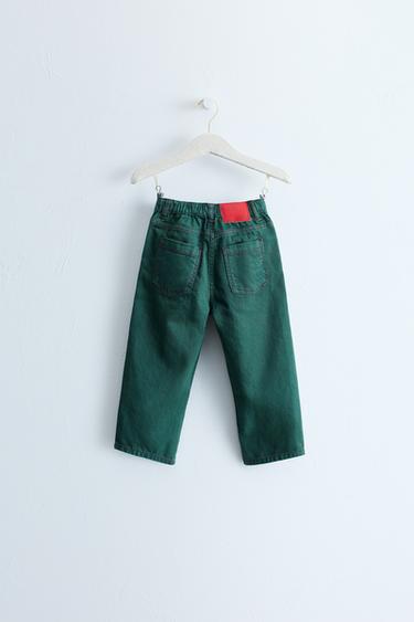 ZARA TIMELESS - PANTALÓN SARGA STRAIGHT PESPUNTES CONTRASTE - Verde medio de Zara