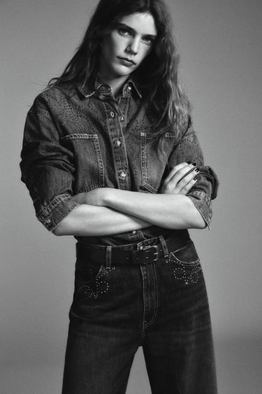 CAMISA DENIM TACHAS - Azul de Zara