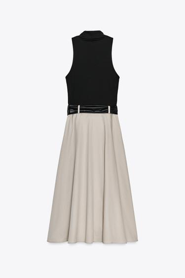 BELTED COMBINATION DRESS - Ecru / Black by Zara - Image 8