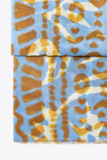COTTON PRINT SCARF - Blue by Zara - Image 3