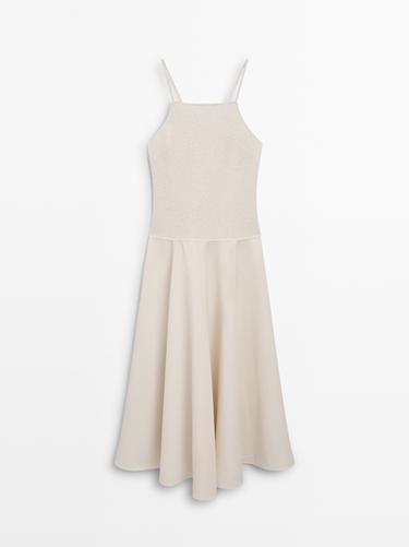 Zara Long contrast dress - Ecru