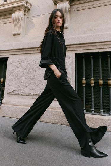 SIDE-SLIT PANTS — Black 1
