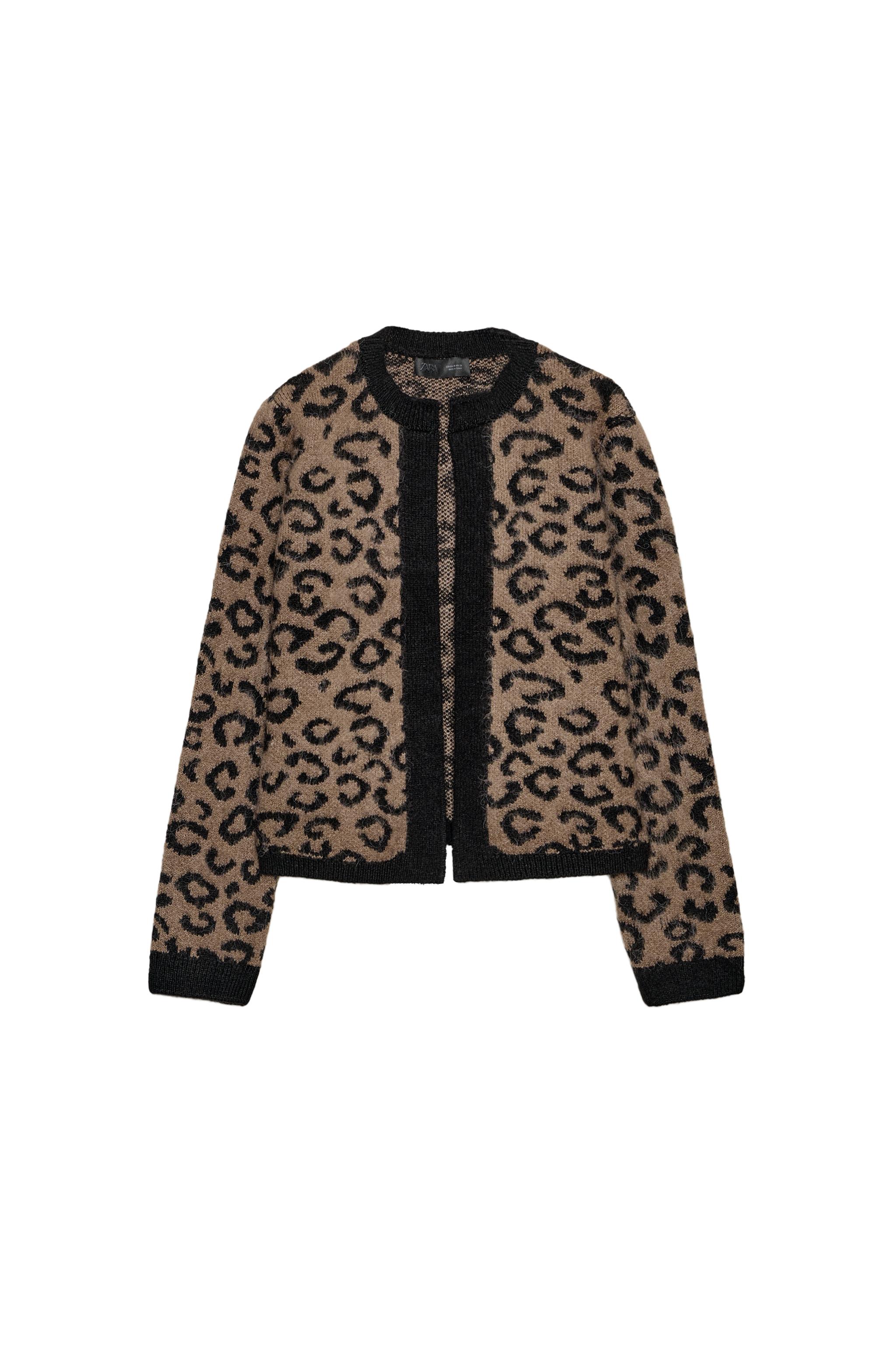 ANIMAL JACQUARD KNIT CARDIGAN - Leopard | ZARA India