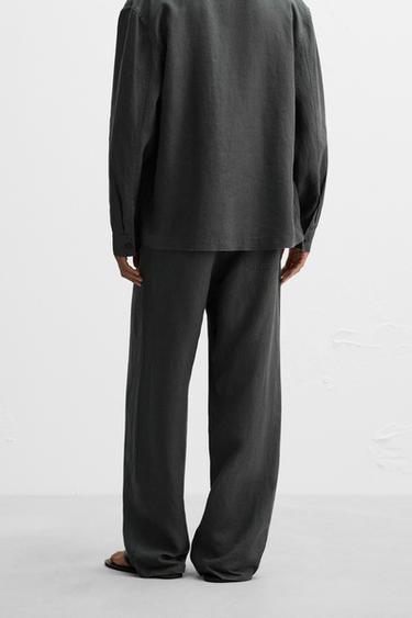 100% HEMP RELAXED FIT TROUSERS - Anthracite grey by Zara - Image 2