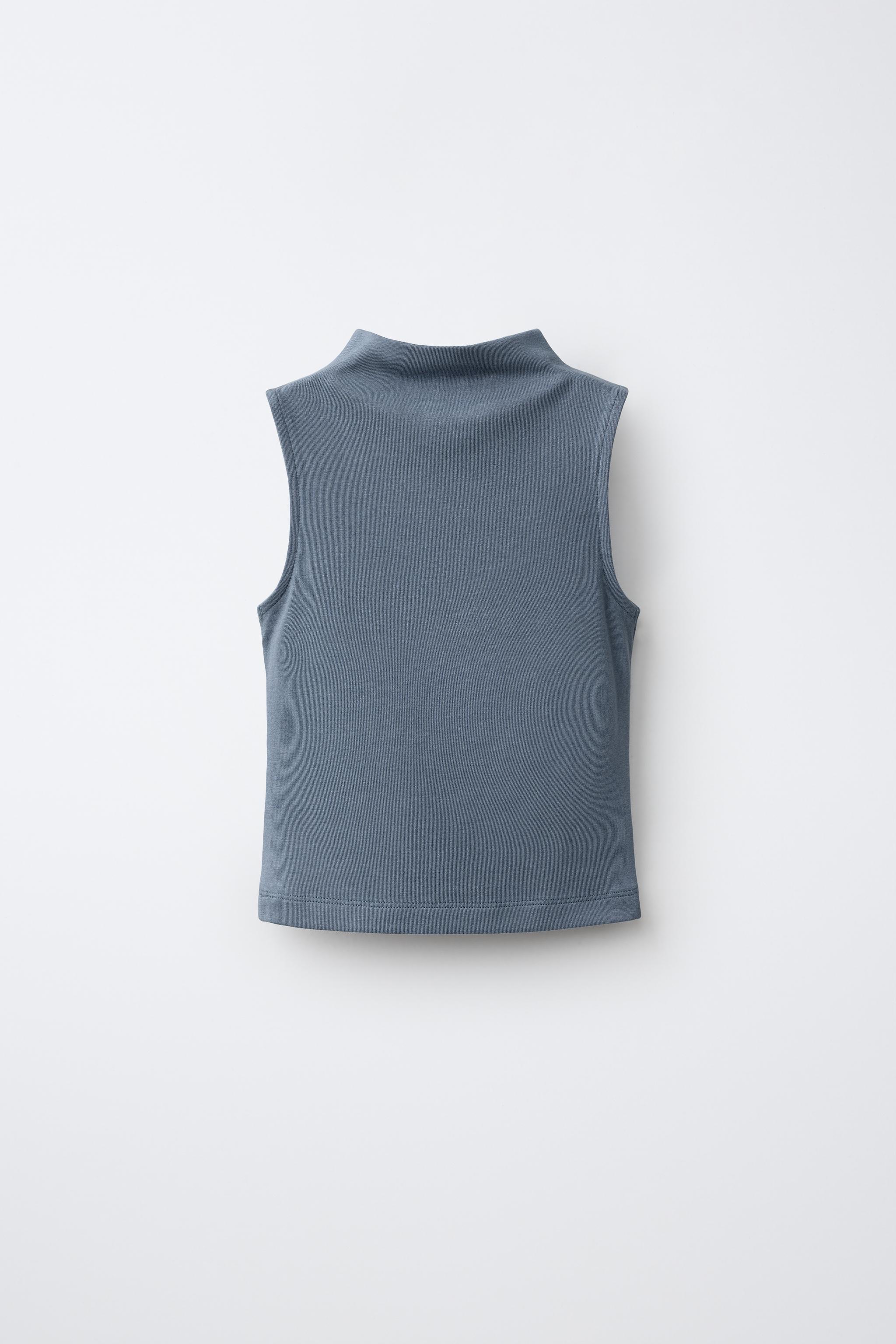 Детские футболки Zara COTTON AND MODAL SLEEVELESS T-SHIRT — фото 2