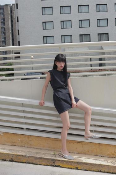 DRAPED TRF DENIM MINI DRESS - Navy blue by Zara
