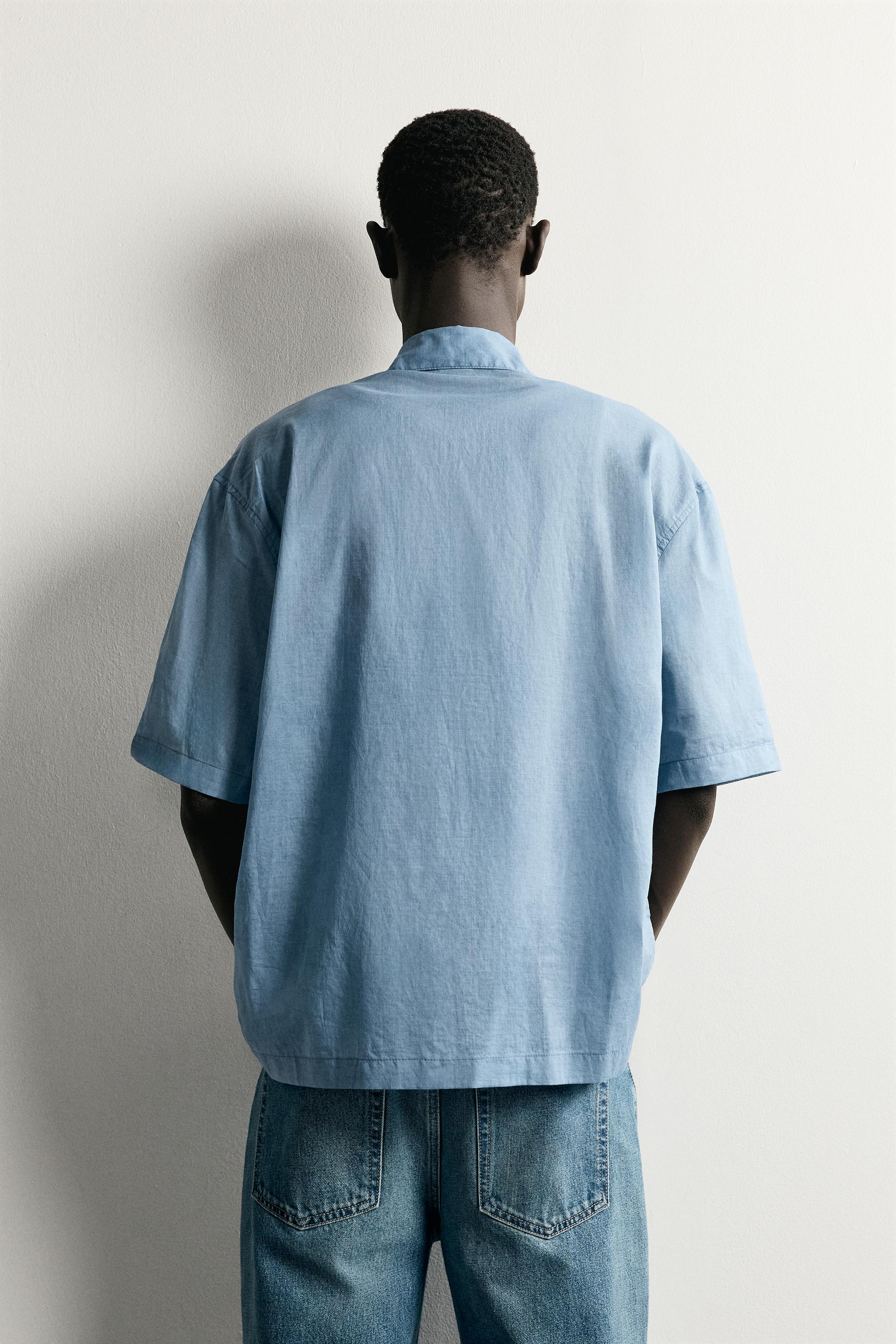 Zara YIKAMA EFEKTLİ RELAXED FIT POLO YAKA T-SHIRT görsel 3