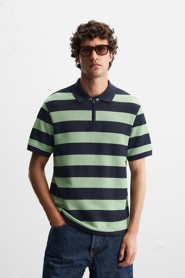 POLO CUELLO CREMALLERA - rayas de Zara