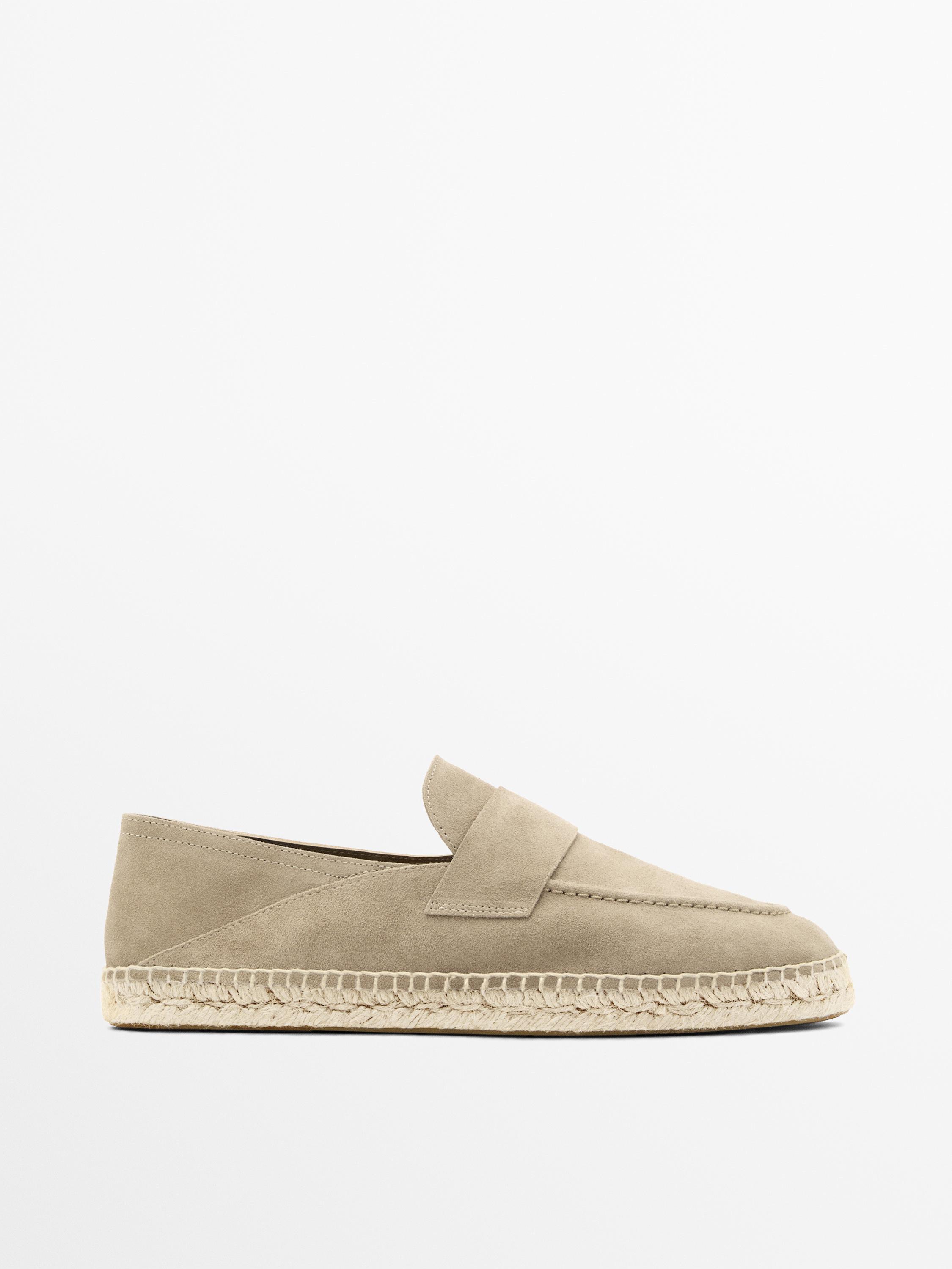 Split suede leather espadrille with piece — Sandy Brown