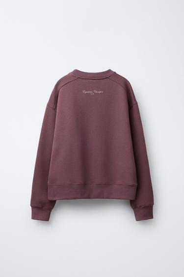 RAISED SLOGAN SWEATSHIRT - Burgundy by Zara - Image 1