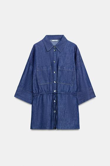 Zara ADJUSTABLE WAIST SHIRT - Indigo