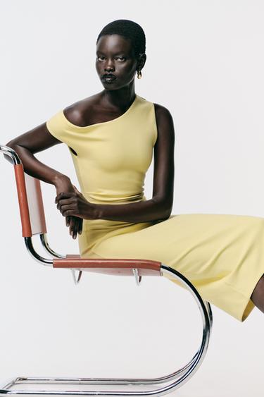 GATHERED MIDI DRESS - Yellow by Zara
