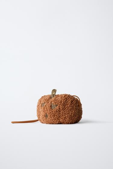 FAUX SHEARLING PUMPKIN CROSSBODY BAG - Orange by Zara - Image 1