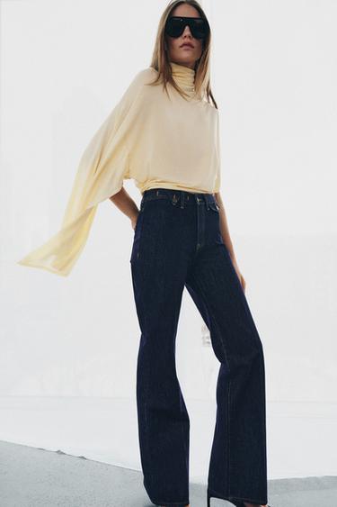 Zara ZW COLLECTION HIGH-WAIST FLARE JEANS - Blue