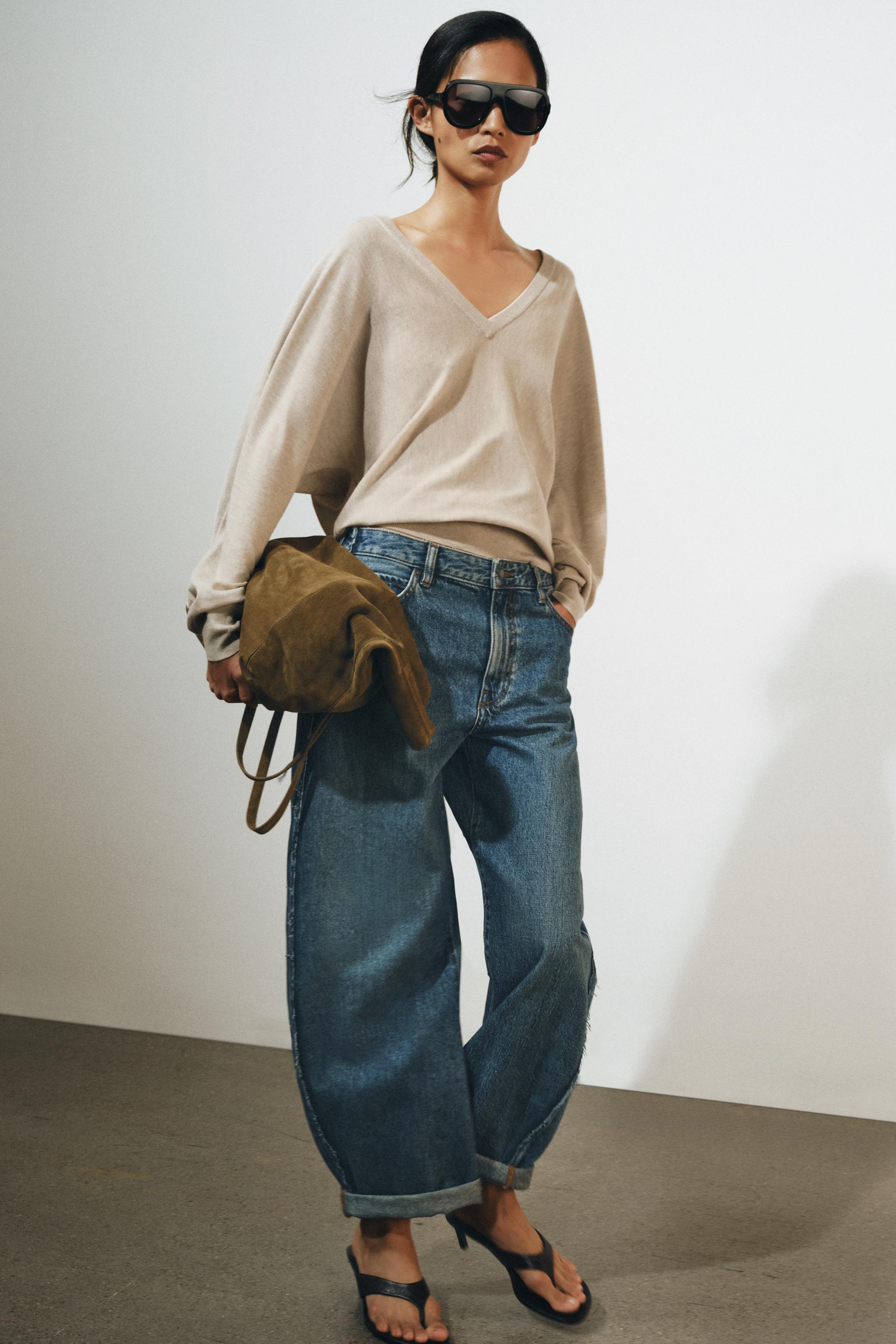 Zara ZW COLLECTION PAÇALI BALON ORTA BEL JEAN görsel 6