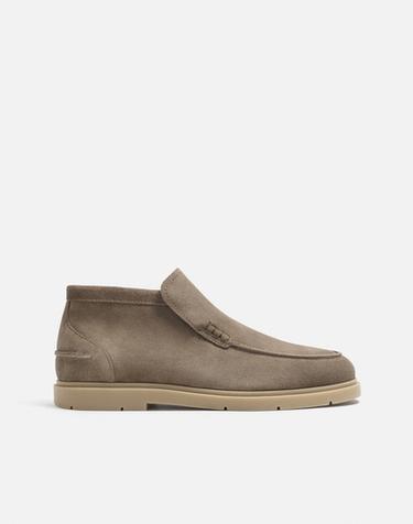 CASUAL LEATHER ANKLE BOOTS - Taupe Grey by Zara