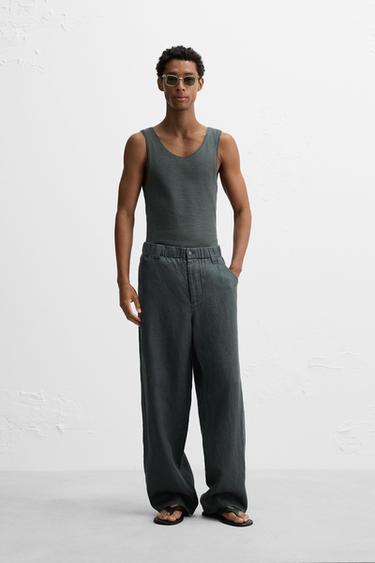COTTON - HEMP RIBBED TANK TOP - Anthracite grey by Zara - Image 0