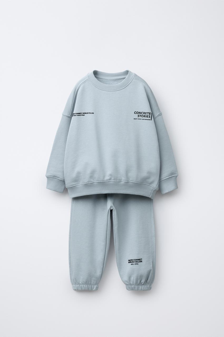 TEXT SWEATSHIRT AND JOGGER PANTS JOGGING SET