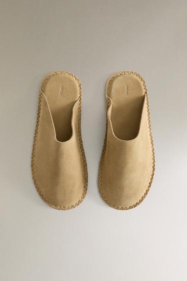 CHAUSSONS CUIR SURPIQÛRE - Beige clair de Zara - Image 3