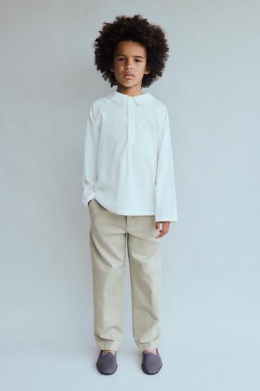 Zara 6-10 YEARS/ LIMITED EDITION TWILL PANTS - Oyster-white