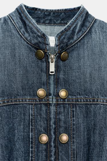 TRF DENIM JACKET WITH BUTTONS - Navy blue by Zara - Image 4