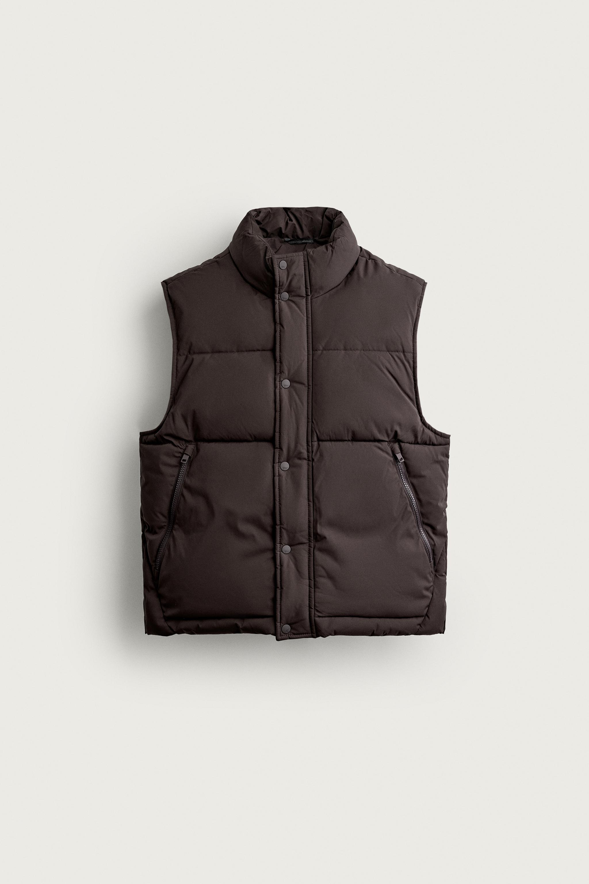 QUILTED TECHNICAL VEST — Brown
