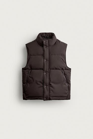 TECHNICAL PUFFER GILET - Brown by Zara