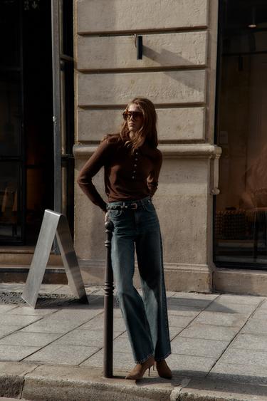 Zara WOOL POLO SWEATER WITH POCKET - chocolate - Image 0