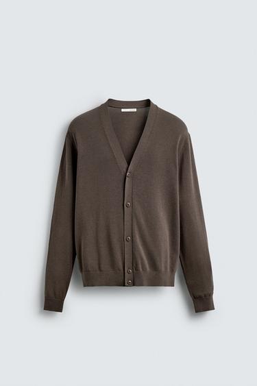 TEXTURED CARDIGAN - Mink by Zara