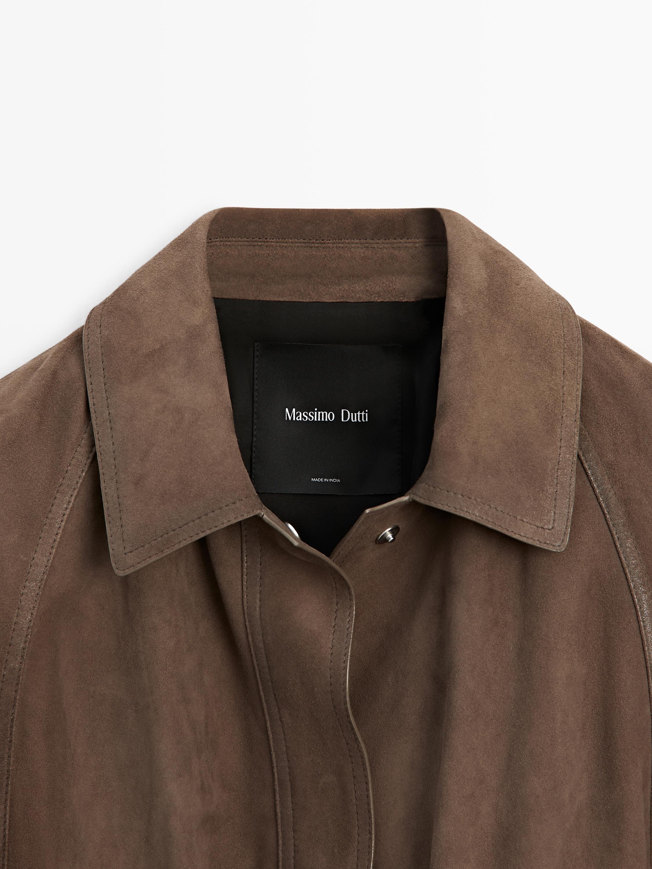 Veste ceinture en cuir effet daim