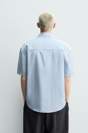RELAXED FIT SPRAY WASH SHIRT - Light blue by Zara - Image 2