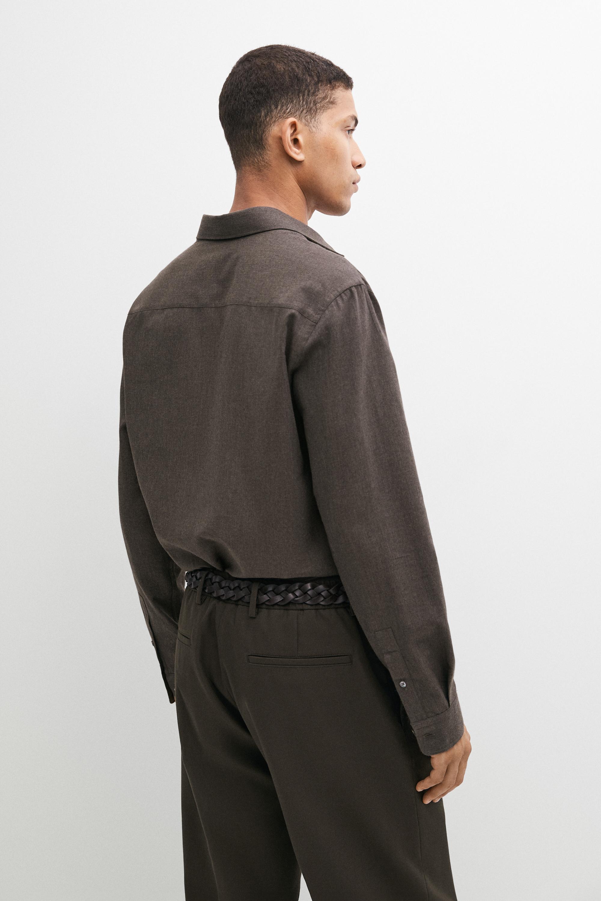 100% cotton melange twill regular fit shirt