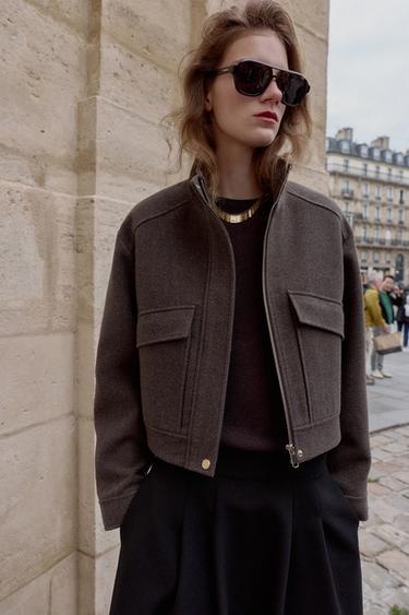 SOFT HIGH NECK JACKET - Brown by Zara