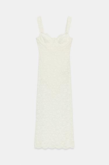 LACE MIDI DRESS - Ecru by Zara