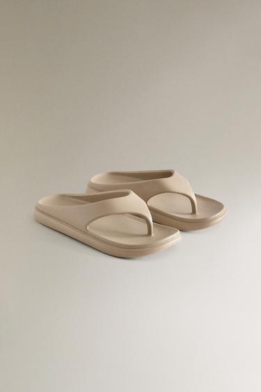 SANDALES PLATES CAOUTCHOUC - Vert de Zara - Image 1