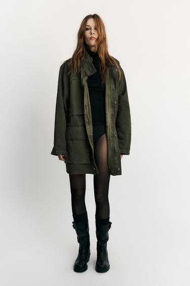HIGH-NECK POCKET PARKA — Dark khaki 1