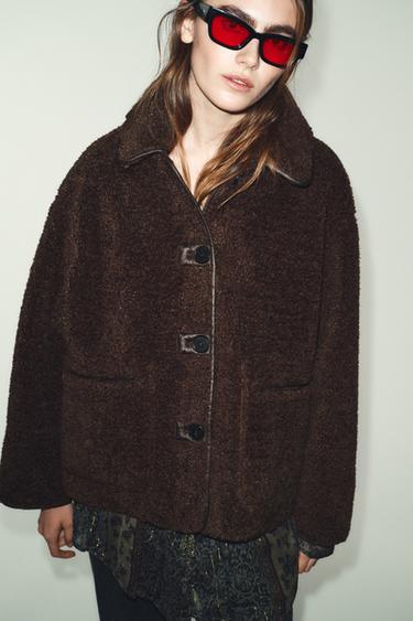 Zara REVERSIBLE DOUBLE-FACED JACKET - Brown