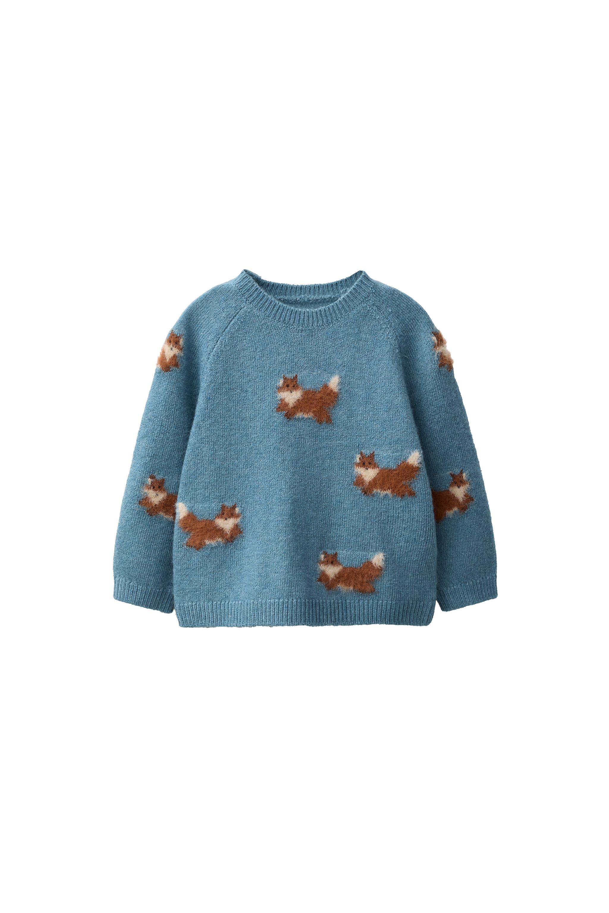 FOX KNIT SWEATER - Mid-blue | ZARA United States