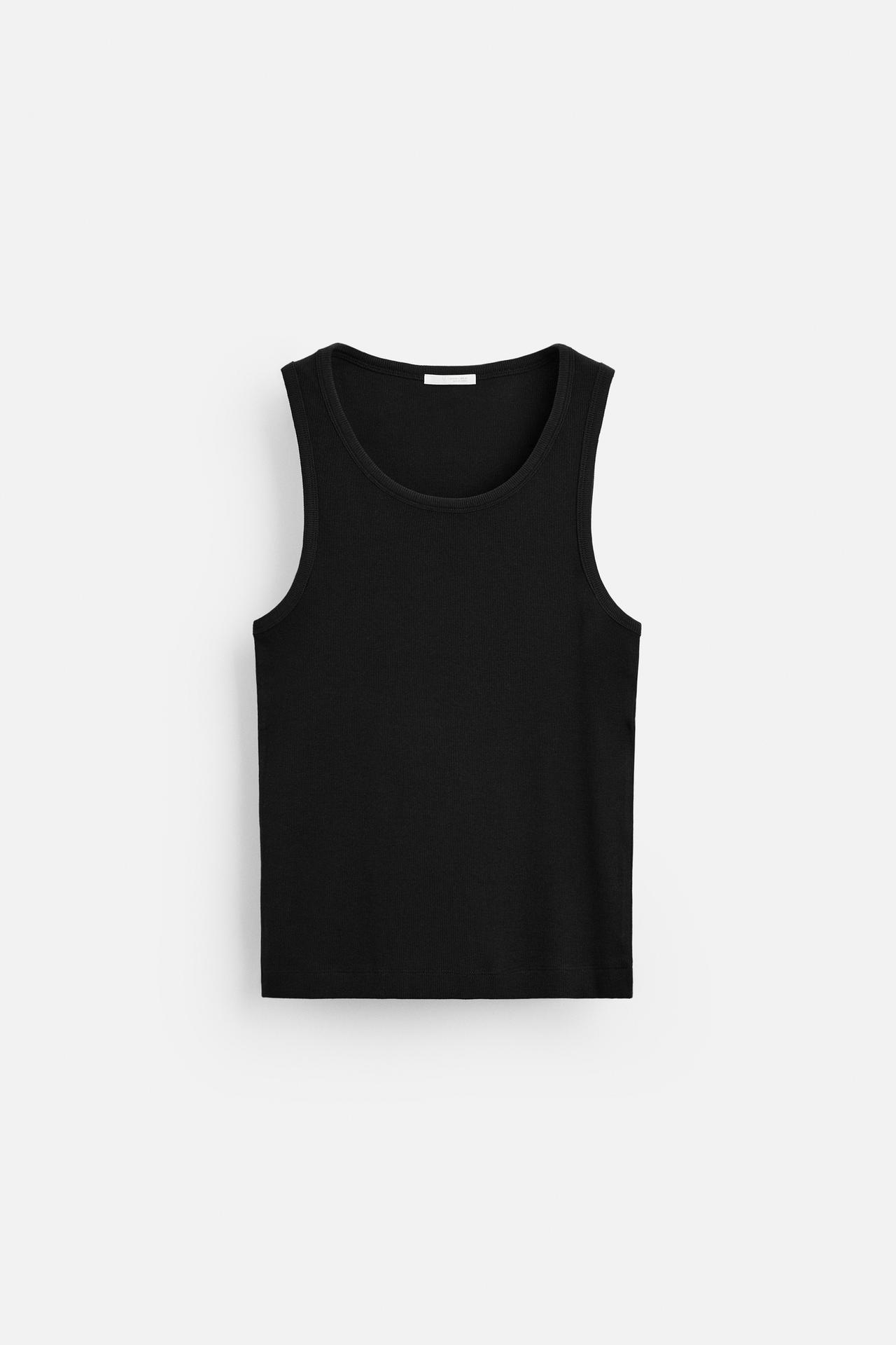 BASIC RIBBED TANK TOP - Black by Zara