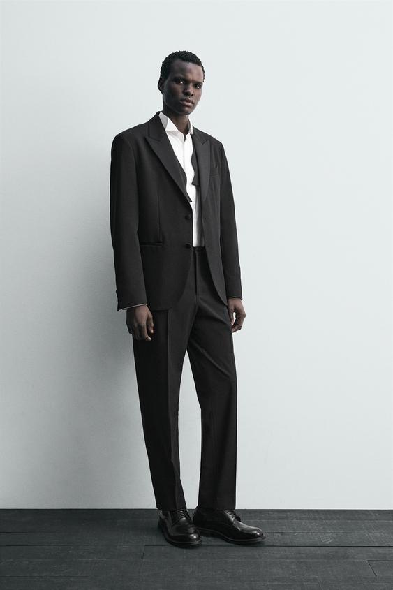 WOOL BLEND TUXEDO SUIT PANTS