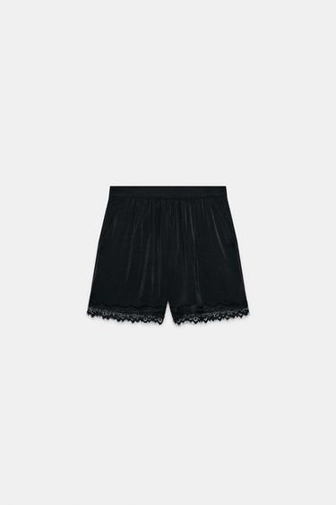 PITSIREUNAISET SATIINISHORTSIT - Black Zaralta