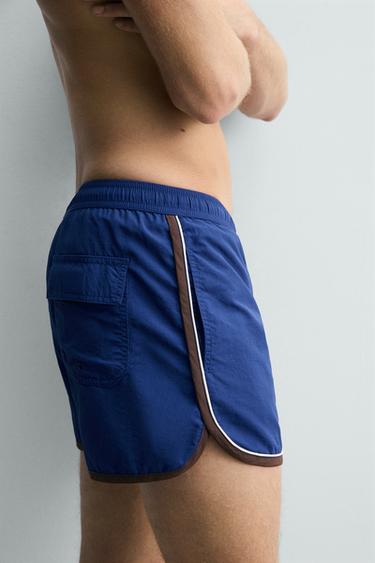 MAILLOT DE BAIN COURT CONTRASTE - Bleu de Zara - Image 5