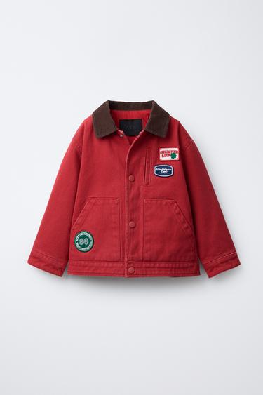 CONTRAST COLLAR PATCH JACKET - Red by Zara