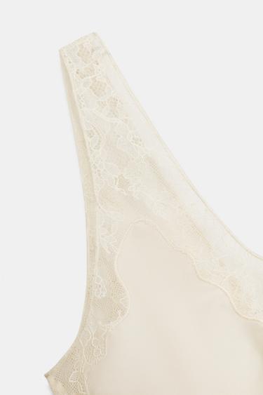 TOP SATINÉ DENTELLE ZW COLLECTION - Écru de Zara - Image 5