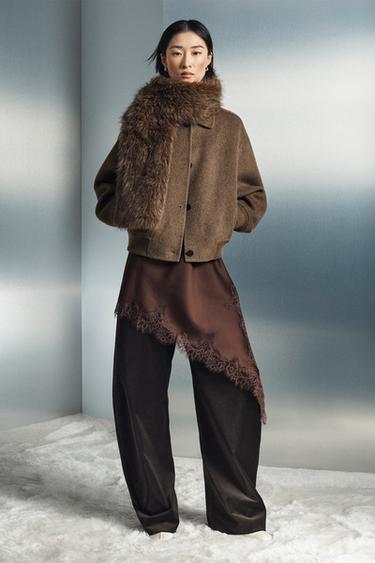 ASYMMETRIC LACE DRESS ZW COLLECTION - Brown by Zara