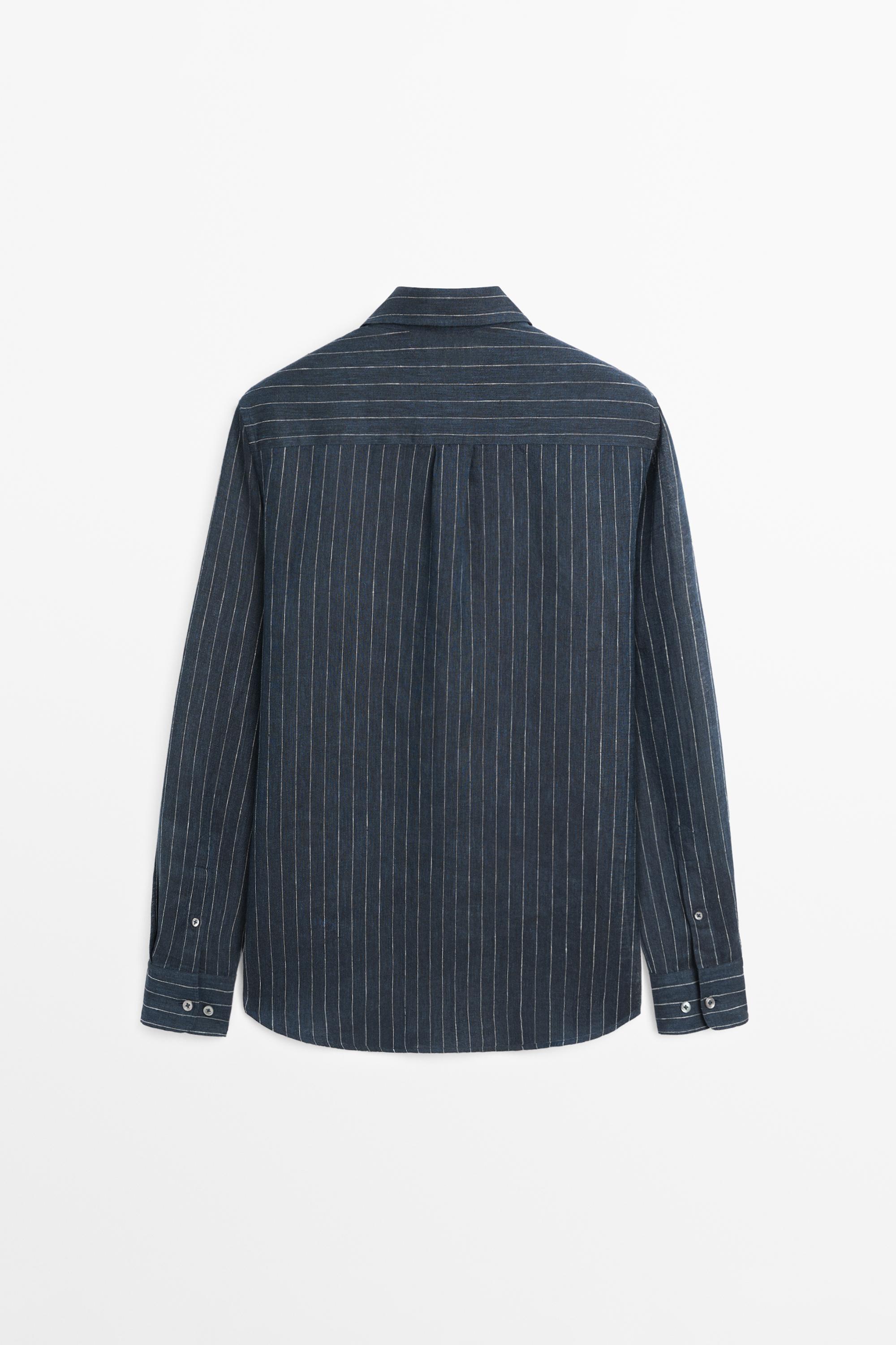 Chemise regular fit à rayures en lin